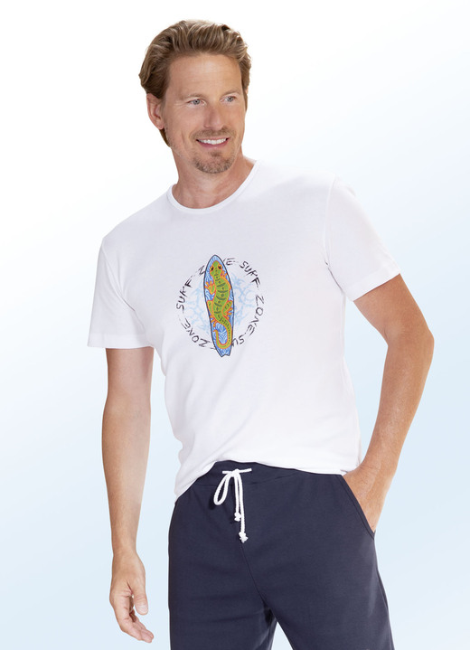 Homewear - Shirt mit Motiv-Druck, in Größe 048 bis 062, in Farbe WEIß Ansicht 1