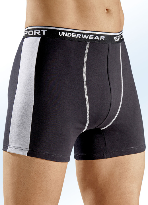 - Dreierpack Pants, uni mit Einsätzen, in Größe 005 bis 011, in Farbe SCHWARZ-GRAU MELIERT