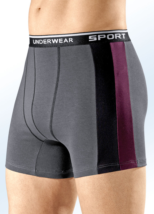 - Viererpack Pants mit farbigen Einsätzen, in Größe 005 bis 011, in Farbe 2X GRAFIT-BUNT, 2X SCHWARZ-BUNT