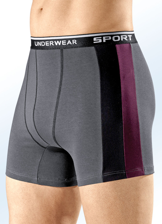 Pants & Boxershorts - Viererpack Pants mit farbigen Einsätzen, in Größe 005 bis 011, in Farbe 2X GRAFIT-BUNT, 2X SCHWARZ-BUNT