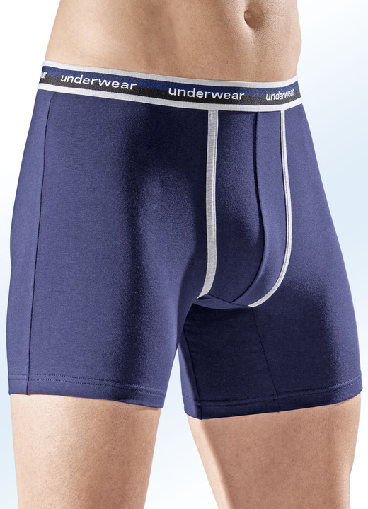 Pants & Boxershorts - Viererpack Pants mit Kontrastpaspeln, in Größe 005 bis 011, in Farbe 2X NAVY, 2X HELLGRAU MELIERT