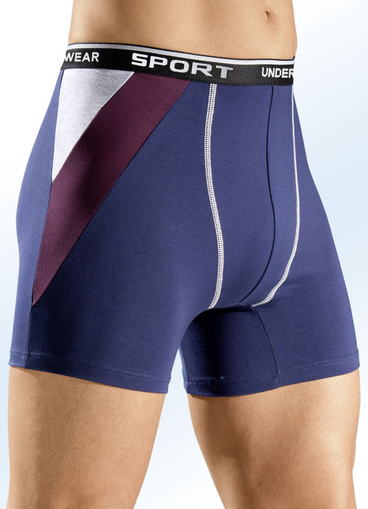 Pants & Boxershorts - Viererpack Pants, uni mit farbigen Einsätzen, in Größe 005 bis 011, in Farbe 2X MARINE-BUNT, 2X BORDEAUX-BUNT