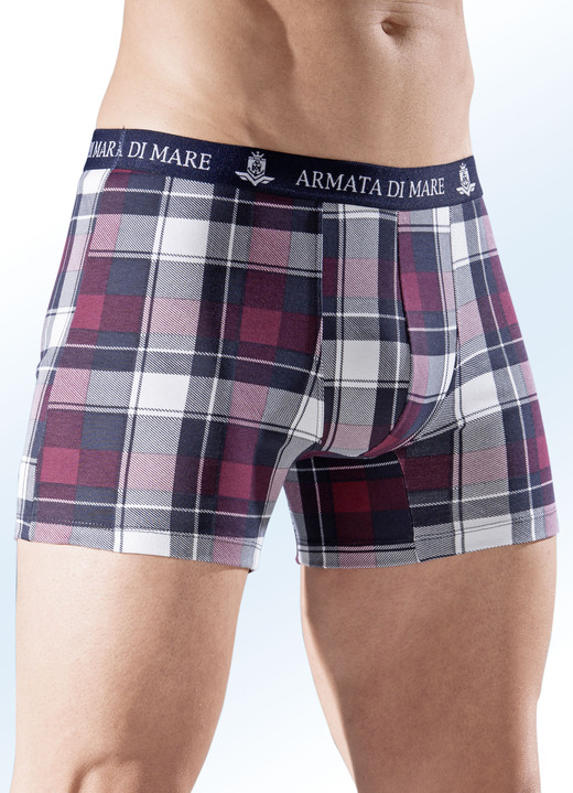 - Dreierpack Pants mit Elastikbund, kariert, in Größe 004 bis 009, in Farbe MARINE-BORDEAUX-WEISS