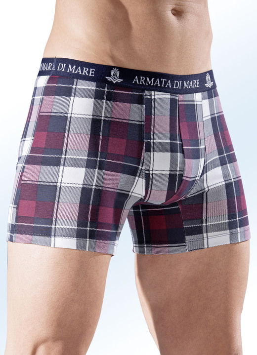 Pants & Boxershorts - Dreierpack Pants mit Elastikbund, kariert, in Farbe MARINE-BORDEAUX-WEISS