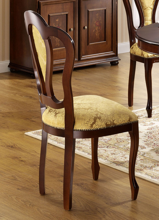 - Esszimmermöbel mit aufwendigen Schnitzereien, in Farbe NUSSBAUM-GOLD, in Ausführung Stühle, 2er-Set