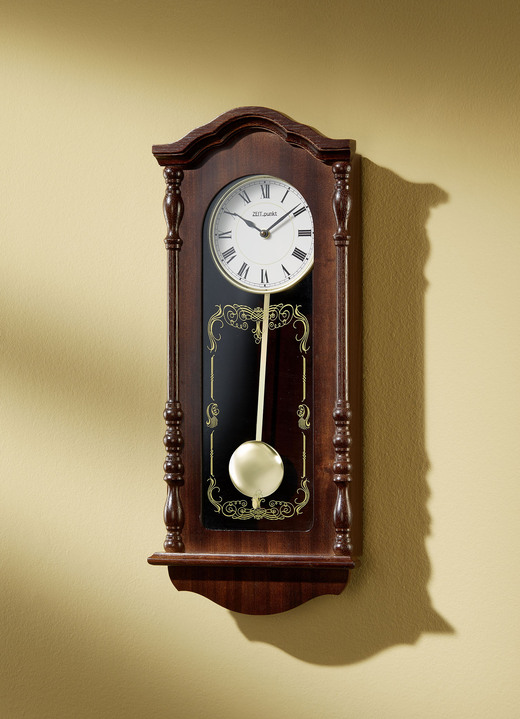 - Klassische Wanduhr mit Regulatorgehäuse, in Farbe NUSSBAUM
