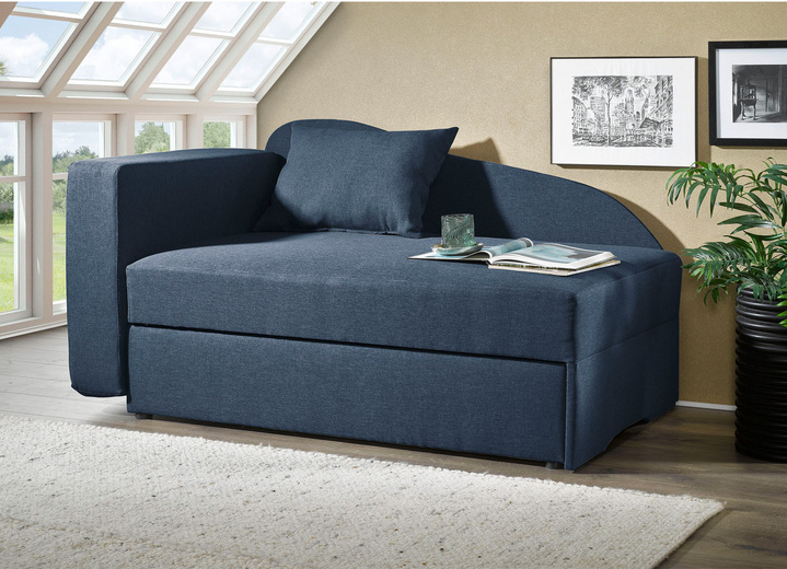 - Schlafsofa mit Bonnellfederung, in Farbe DENIM, in Ausführung Armlehne links Ansicht 1