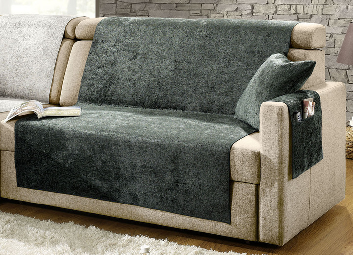 Sessel- & Sofaüberwürfe - Wohnaccessoires mit Anti-Rutsch-Beschichtung, in Größe 100 (Sesselauflage, 50x 90 cm) bis 910 (Kissenbezug, 50x 50 cm), in Farbe TANNE Ansicht 1