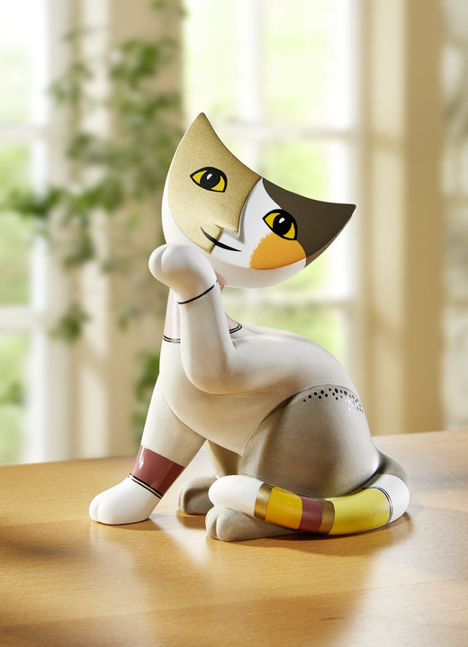 Figuren - Katze aus hochwertigem Biskuitporzellan, in Farbe BUNT