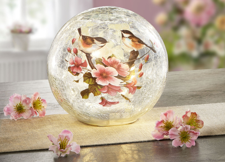 Wohnaccessoires - Glaskugel mit Beleuchtung, in Farbe WEISS-ALTROSA