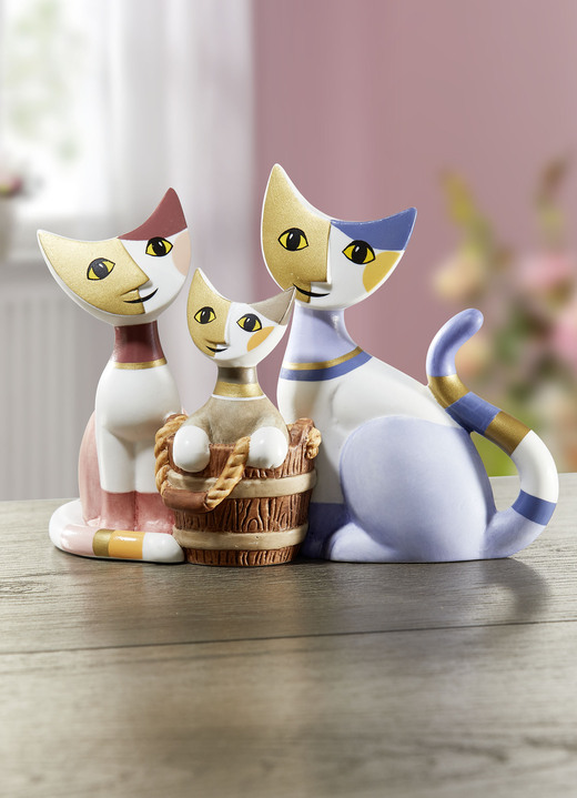Figuren - Katzenfamilie aus hochwertigem Porzellan, in Farbe BUNT