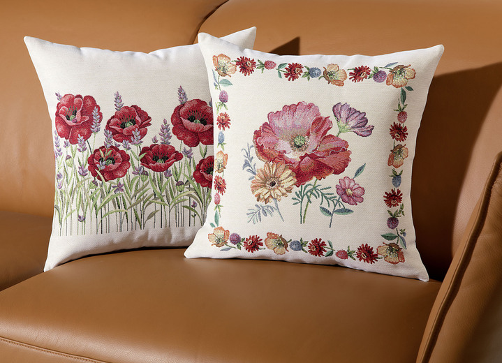 Dekokissen & Hüllen - Kissenbezüge mit farbenprächtigen Blumenmotiven, in Farbe BUNT, in Ausführung Kissenbezug Mohnblumen Ansicht 1