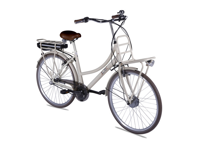 Akku-Zweiräder - Llobe Damen-Akku-City-Bike mit Aluminiumrahmen, in Farbe BEIGE, in Ausführung 36V/10,4 Ah Lithium-Ionen-Akku, Reichweite ca. 70 km Ansicht 1