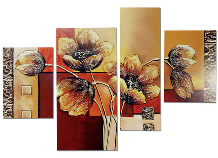 Bild, 4-teilig, Mohnblumen von Marcin Rumin