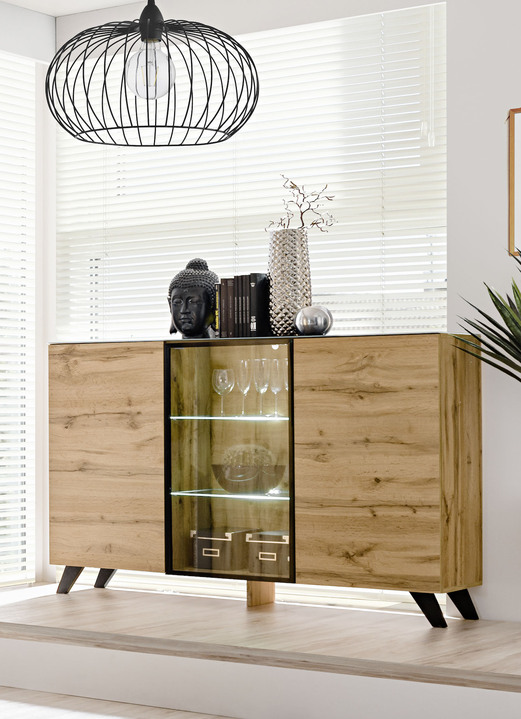 - Sideboard mit LED-Beleuchtung und Push-to-open-System, in Farbe WOTANE.-SCHWARZ