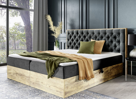 Boxspringbett mit Bettkasten und Topper