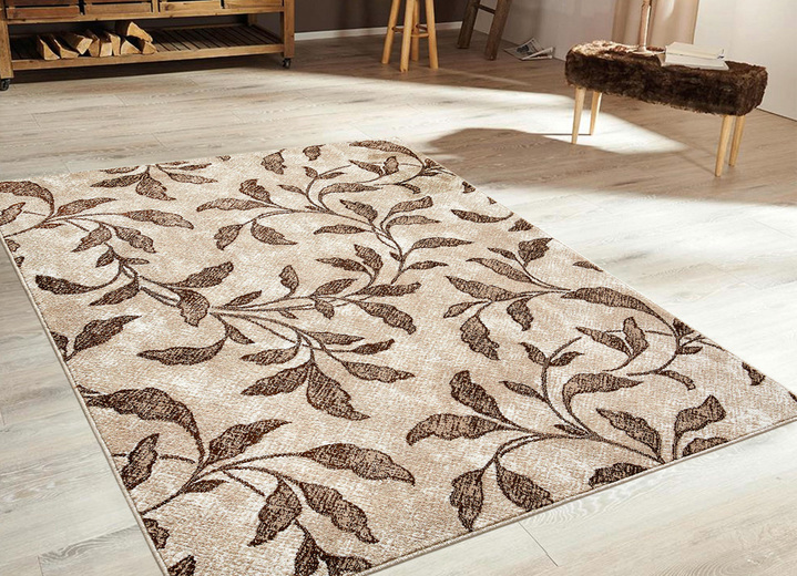 Modern - Brücken und Teppiche mit Rankenmotiv, in Größe 111 (Brücke, 60x110 cm) bis 282 (Teppich, 200x290 cm), in Farbe BEIGE-BRAUN Ansicht 1