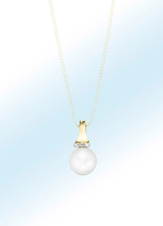 Anhänger mit Süsswasser-Zuchtperle und Brillanten