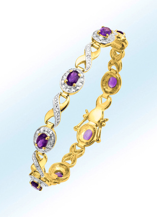 Armband in Bicolor, mit echt Amethyst und echt Weisstopas