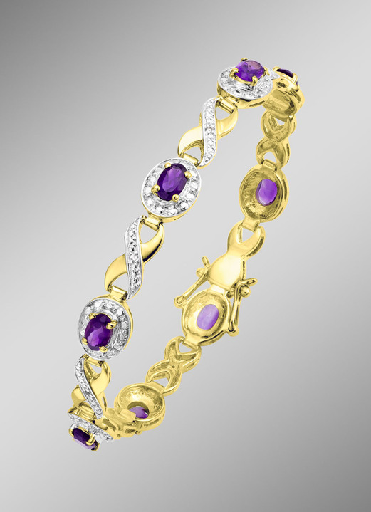 - Armband in Bicolor, mit echt Amethyst und echt Weisstopas, in Farbe  Ansicht 1