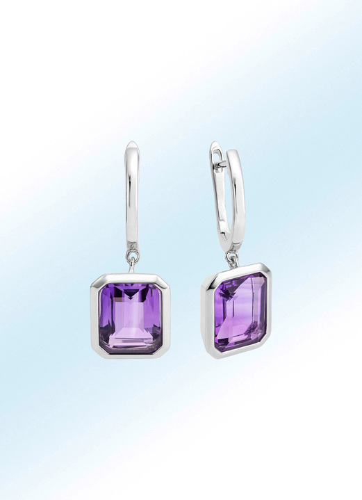 - Moderne Ohrringe mit echt Amethyst, in Farbe  Ansicht 1