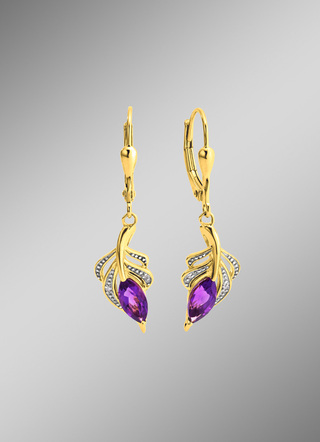 Edle Ohrringe mit Amethyst und 4 Diamanten