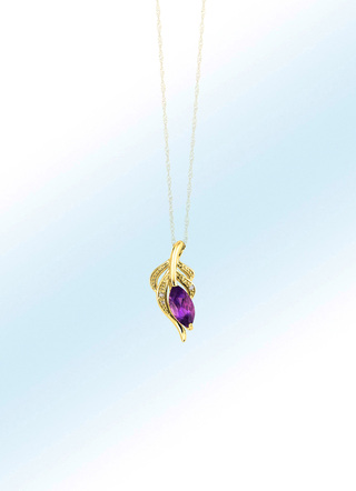 Edler Anhänger mit Amethyst und 2 Diamanten