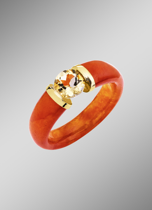Ringe - Damenring mit Ringschiene aus echt roter Jade, in Größe 160 bis 220, in Farbe  Ansicht 1