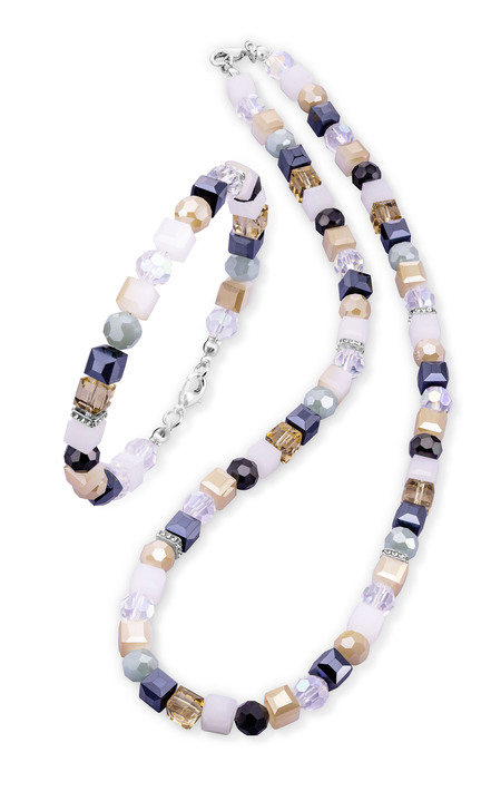 - Schmuck-Set mit Kristallsteinen, 2-teilig, in Farbe CHAMPAGNER-WEISS-GRAU Ansicht 1