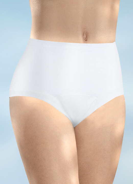 Inkontinenz - Damen Inkontinenz Taillenslip mit Auslaufschutz von Con-ta, in Größe 1 (38/40) bis 6 (58/60), in Farbe WEISS, in Ausführung Taillenslip