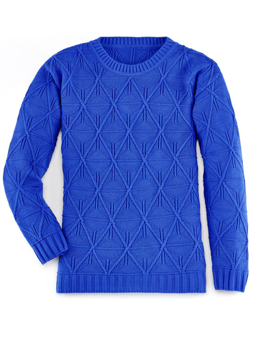 - Pullover mit Rautendessin, in Größe 036 bis 052, in Farbe RAUCHBLAU