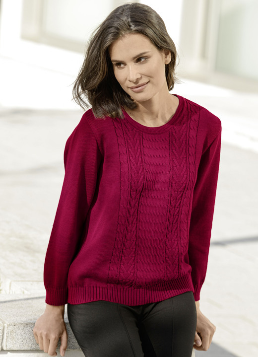 - Pullover mit Schurwolle, in Größe 038 bis 054, in Farbe RUBINROT