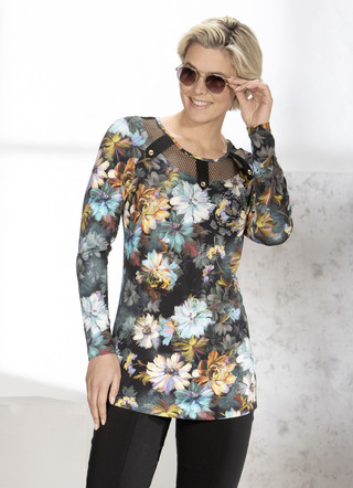 Ausdrucksvolles Longshirt mit farbbrillantem Inkjet-Druck