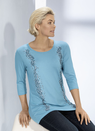 Shirt mit Strass-und Plättchenzier in 3 Farben