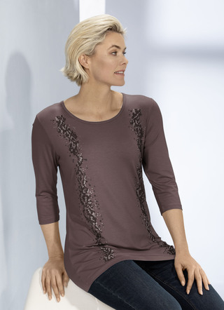 Shirt mit Strass-und Plättchenzier in 3 Farben