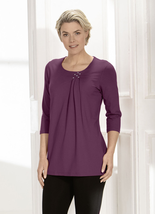 Shirts - Longshirt in legerer Form in 2 Farben, in Größe 036 bis 054, in Farbe AUBERGINE Ansicht 1