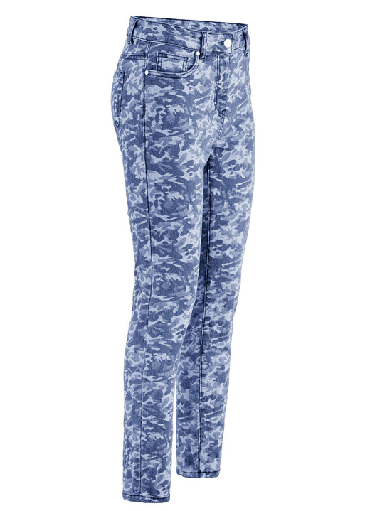 Hosen - Jeans mit Camouflage-Dessinierung, in Größe 017 bis 050, in Farbe BLAU-HELLBLAU Ansicht 1