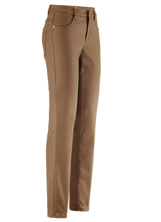 Hosen mit Knopf- und Reissverschluss - Hose in angesagter Leder-Optik, in Größe 017 bis 052, in Farbe COGNAC Ansicht 1