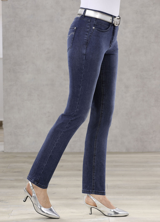 Jeans - Bauchweg-Jeans in 5-Pocket-Form, in Größe 018 bis 052, in Farbe DUNKELBLAU Ansicht 1