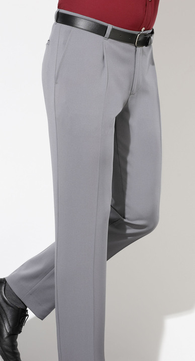 Hosen - «Klaus Modelle»-Unterbauchhose mit Gürtel in 5 Farben, in Größe 025 bis 060, in Farbe GRAU Ansicht 1