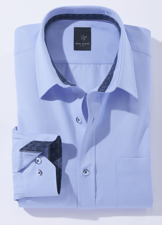 Hemden - «Milano Italy»-Hemd in 4 Farben, in Größe 3XL(47/48) bis XXL(45/46), in Farbe BLEU Ansicht 1