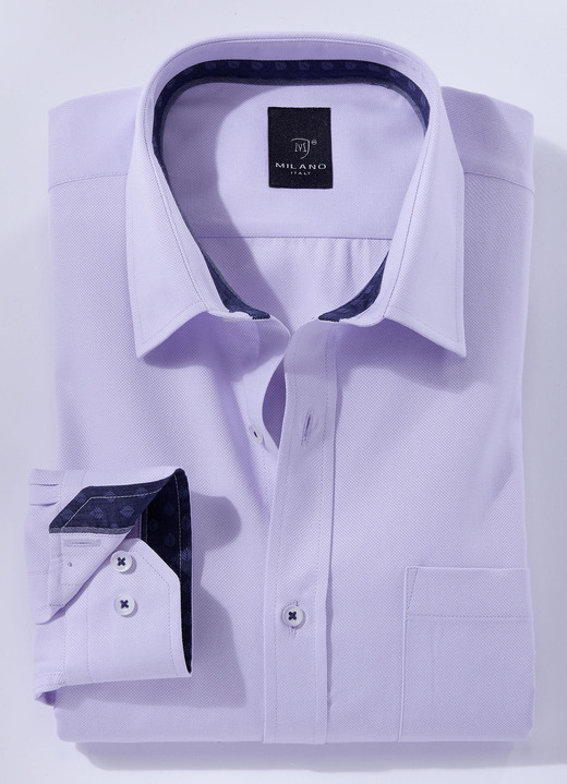 Hemden - «Milano Italy»-Hemd in 4 Farben, in Größe 3XL(47/48) bis XXL(45/46), in Farbe FLIEDER Ansicht 1