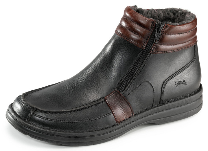 Stiefeletten - GINO GALANTE, gefütterte Herren-Boots, Winterschuhe, mit herausnehmbarem Fussbett, in Größe 040 bis 047, in Farbe SCHWARZ-BURGUND Ansicht 1