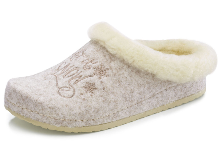 Hausschuhe - Mubb, warme Damen-Hausschuhe, Weite H, mit Lammfell, in Größe 036 bis 042, in Farbe BEIGE Ansicht 1