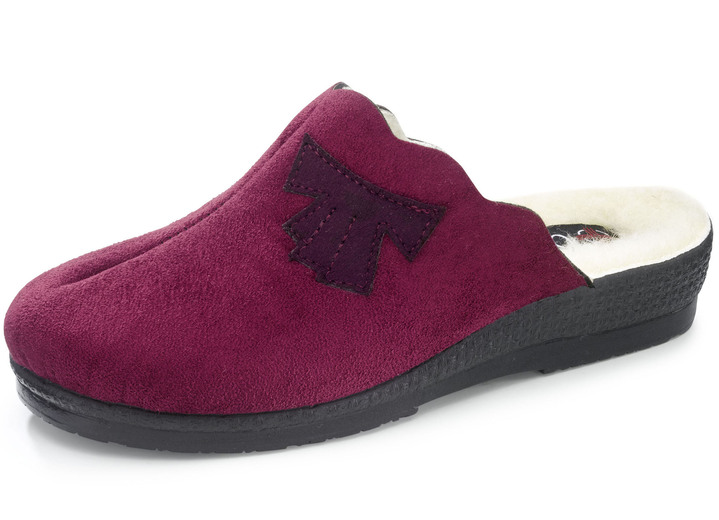 Hausschuhe - Pantoffel aus weichem Veloursmaterial, in Größe 036 bis 042, in Farbe BORDEAUX Ansicht 1