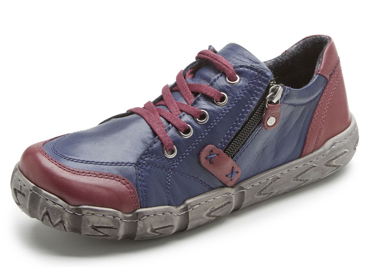 Slipper & Schnürschuhe - Andrea Conti Schnür-Sneaker aus weichem Nappaleder, in Größe 036 bis 042, in Farbe MARINE-BURGUND Ansicht 1