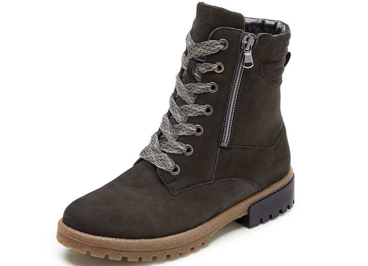 Stiefel & Stiefeletten - Waldläufer Schnür-Stiefelette aus bestem Nubukleder, in Größe 4 1/2 bis 9, in Farbe SCHWARZ Ansicht 1