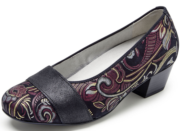Pumps & Ballerina - Waldläufer, bequeme Damen-Pumps, Weite K, mit herausnehmbarem Fussbett, in Größe 3 1/2 bis 8, in Farbe SCHWARZ-BUNT Ansicht 1