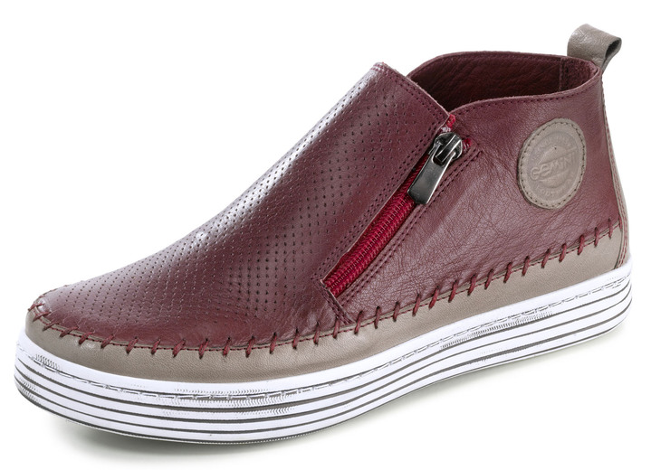 - Gemini Bootie aus Rind-Nappaleder mit Zierperforation, in Größe 036 bis 042, in Farbe BORDEAUX-TAUPE Ansicht 1