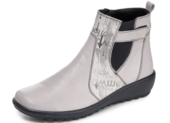 - Gemini Stiefelette aus teilweise bedrucktem Rind-Nappaleder, in Größe 036 bis 042, in Farbe KIESEL Ansicht 1